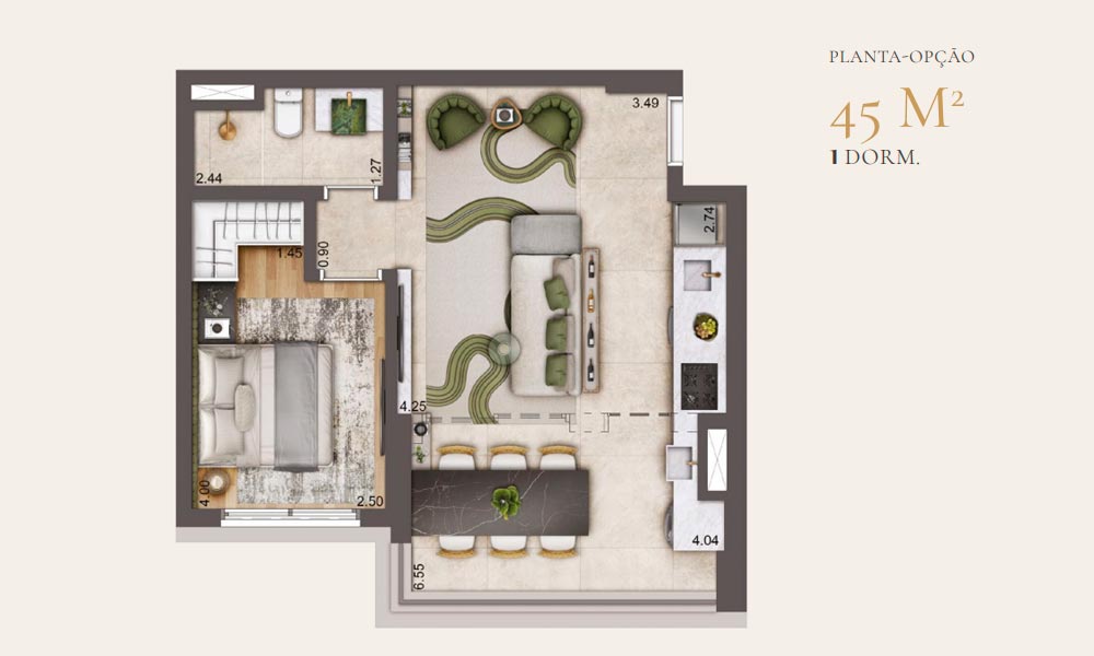 Planta Opção 45m2