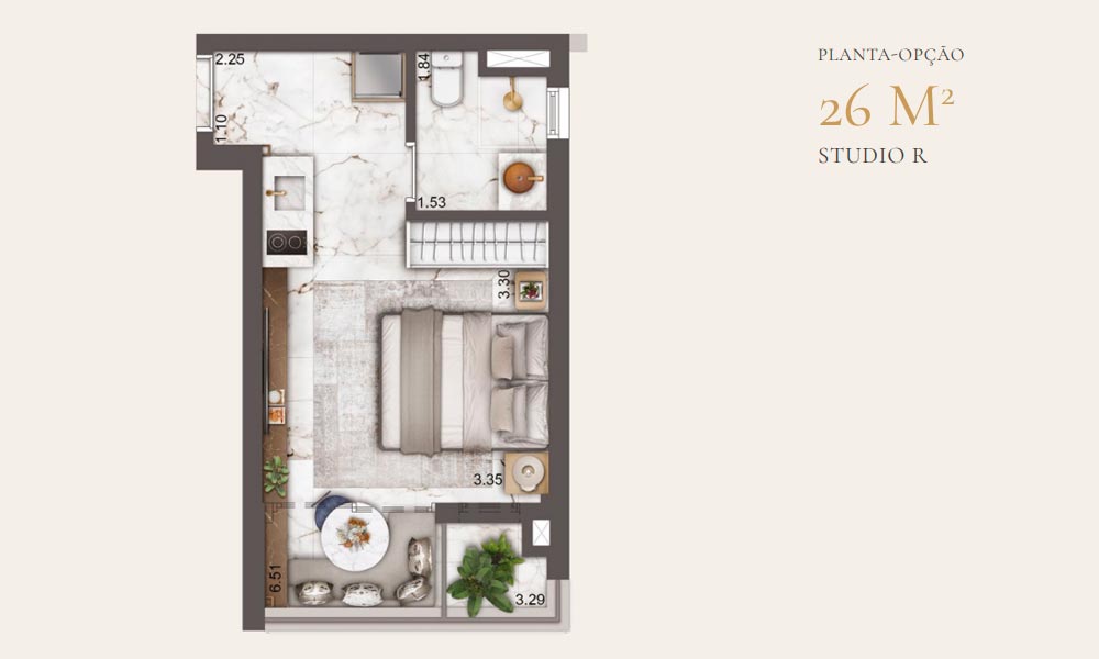 PLANTA OPÇÃO 26m2 STUDIO R