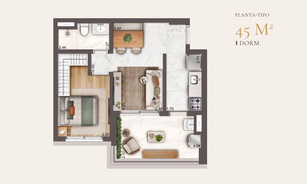 Planta Tipo 45m2