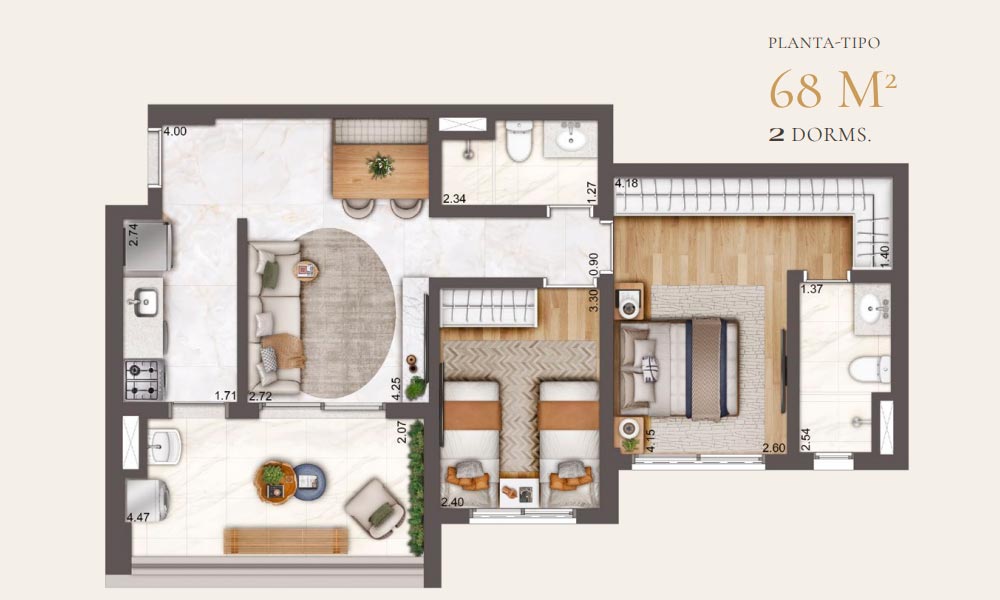 Planta 68m2
